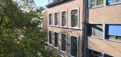 Façade de l’immeuble de kots et studios, rue Grafé à Namur